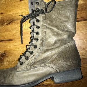 Grey combat boots